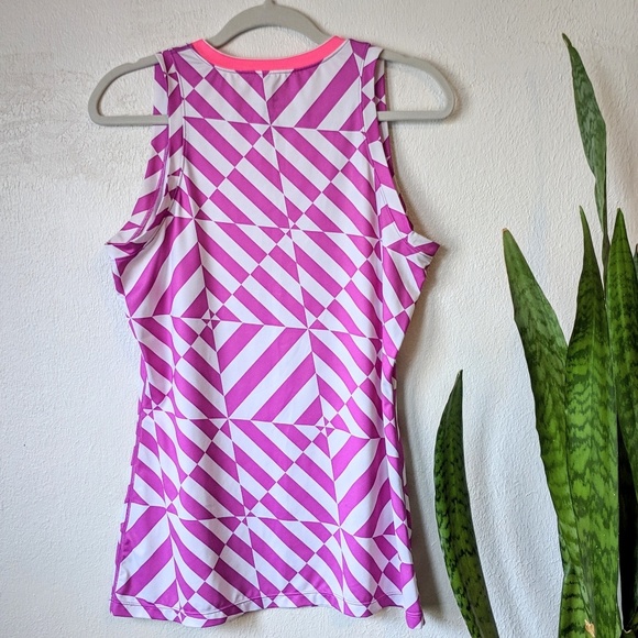 Nike Pro Dri-Fit Fitted Geometric Tank Top Pink - Picture 2 of 7